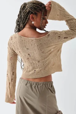 Daisy Street Ladder Knit Top-Women Tops
