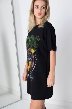 Daisy Street Licensed ACDC 1981 'For Those About To Rock; T-Shirt Dress-Women T-Shirts