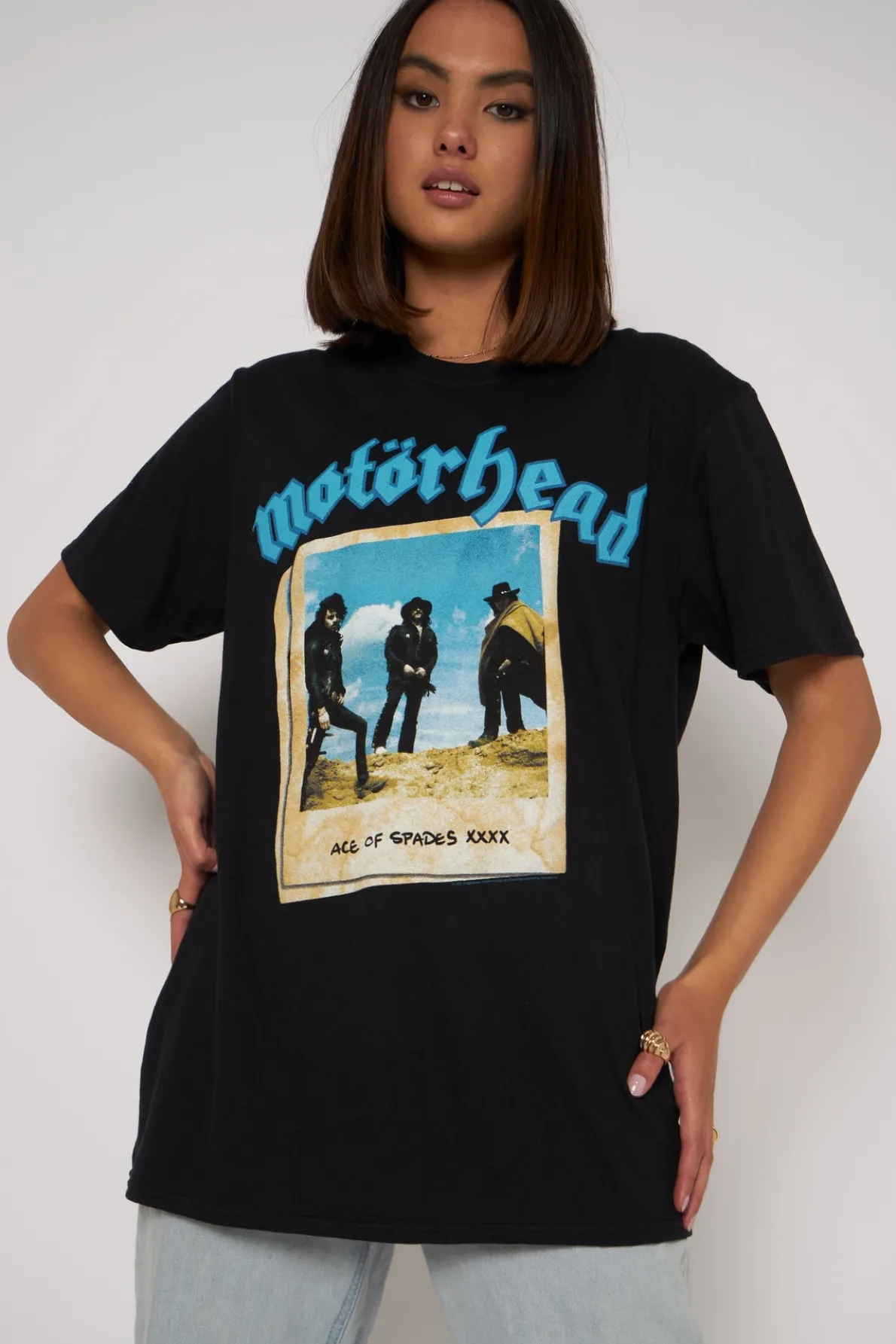 Daisy Street Licensed Relaxed T-Shirt With Motorhead Print-Women T-Shirts
