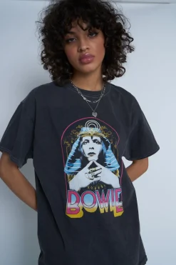 Daisy Street Licensed Relaxed T-Shirt With Bowie Print-Women T-Shirts