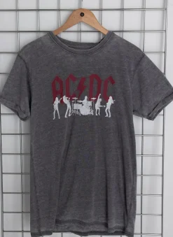 Daisy Street Licensed Relaxed T-Shirt With ACDC Silhouettes Print-Women T-Shirts