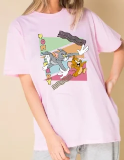 Daisy Street Licensed Relaxed T-Shirt With Tom and Jerry 90's Print-Women T-Shirts