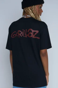 Daisy Street Licensed Relaxed T-Shirt With Gorillaz Print-Women T-Shirts
