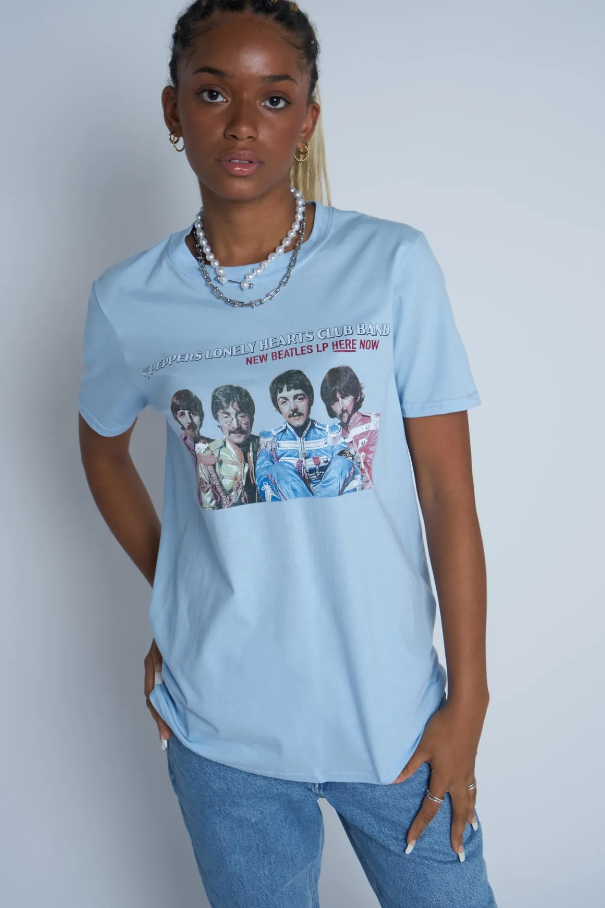 Daisy Street Licensed Relaxed T-Shirt With The Beatles Print-Women T-Shirts
