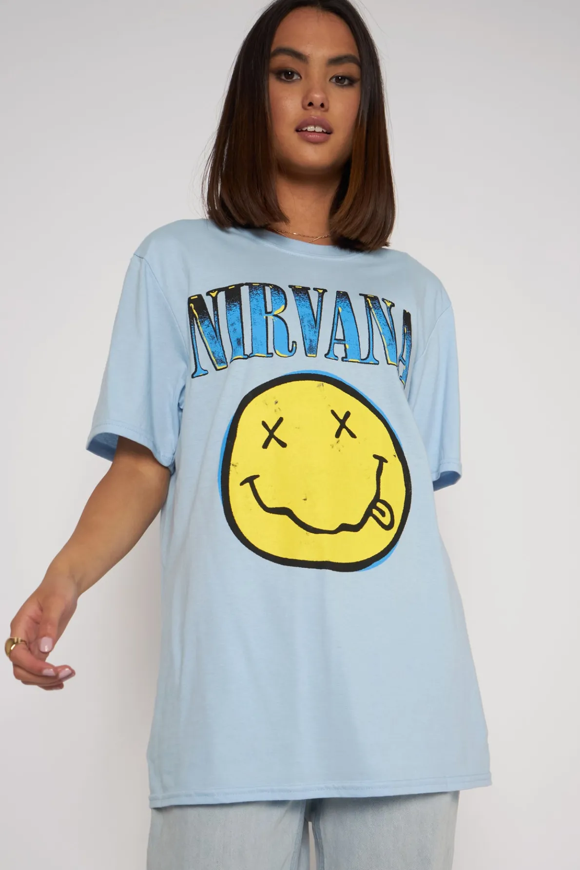 Daisy Street Licensed Relaxed T-Shirt With Nirvana Print-Women T-Shirts