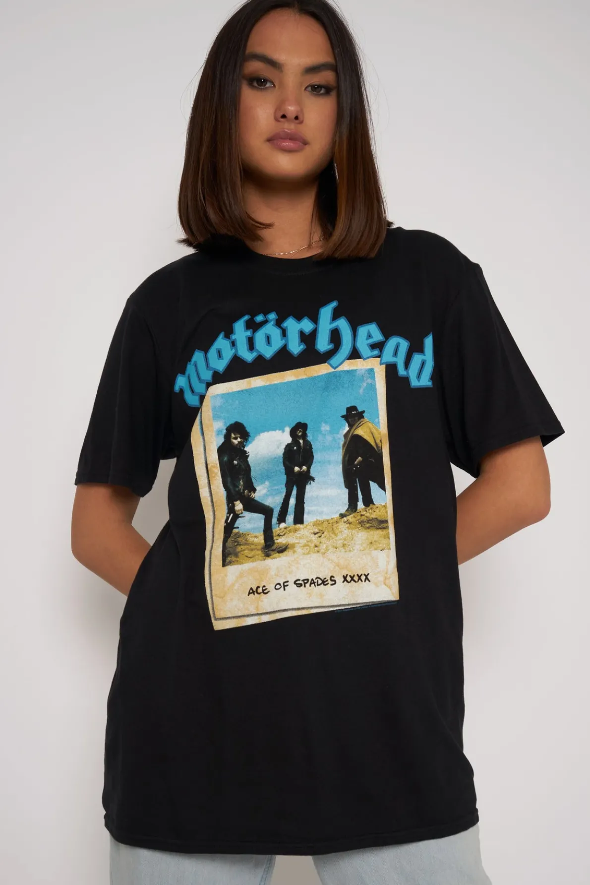 Daisy Street Licensed Relaxed T-Shirt With Motorhead Print-Women T-Shirts