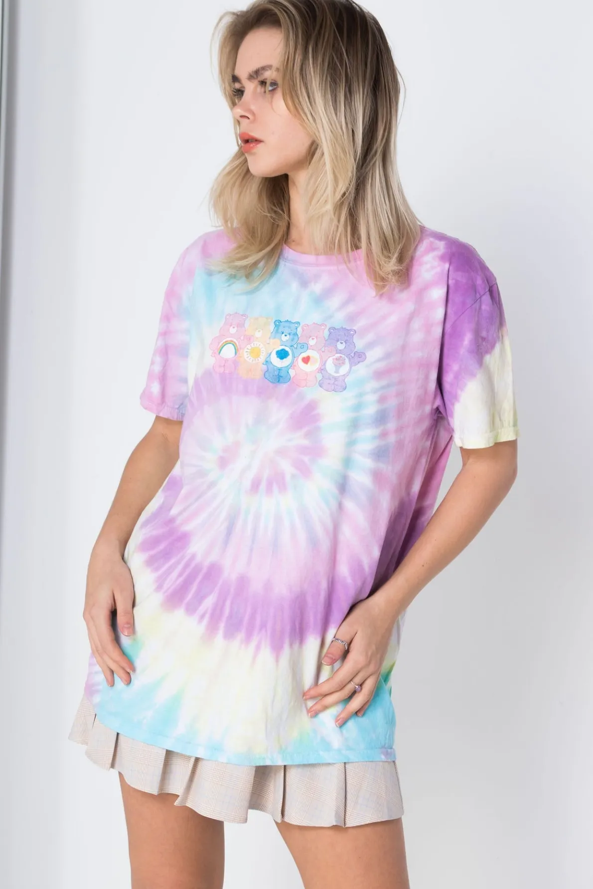 Daisy Street Licensed T-Shirt With Tie-Dye Care Bears Print-Women T-Shirts
