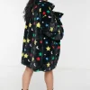 Daisy Street Longline Fur Coat in Star and Moon Print-Women Jackets