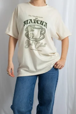 Daisy Street Matcha Book Club Oversized Tee-Women Tops | T-Shirts