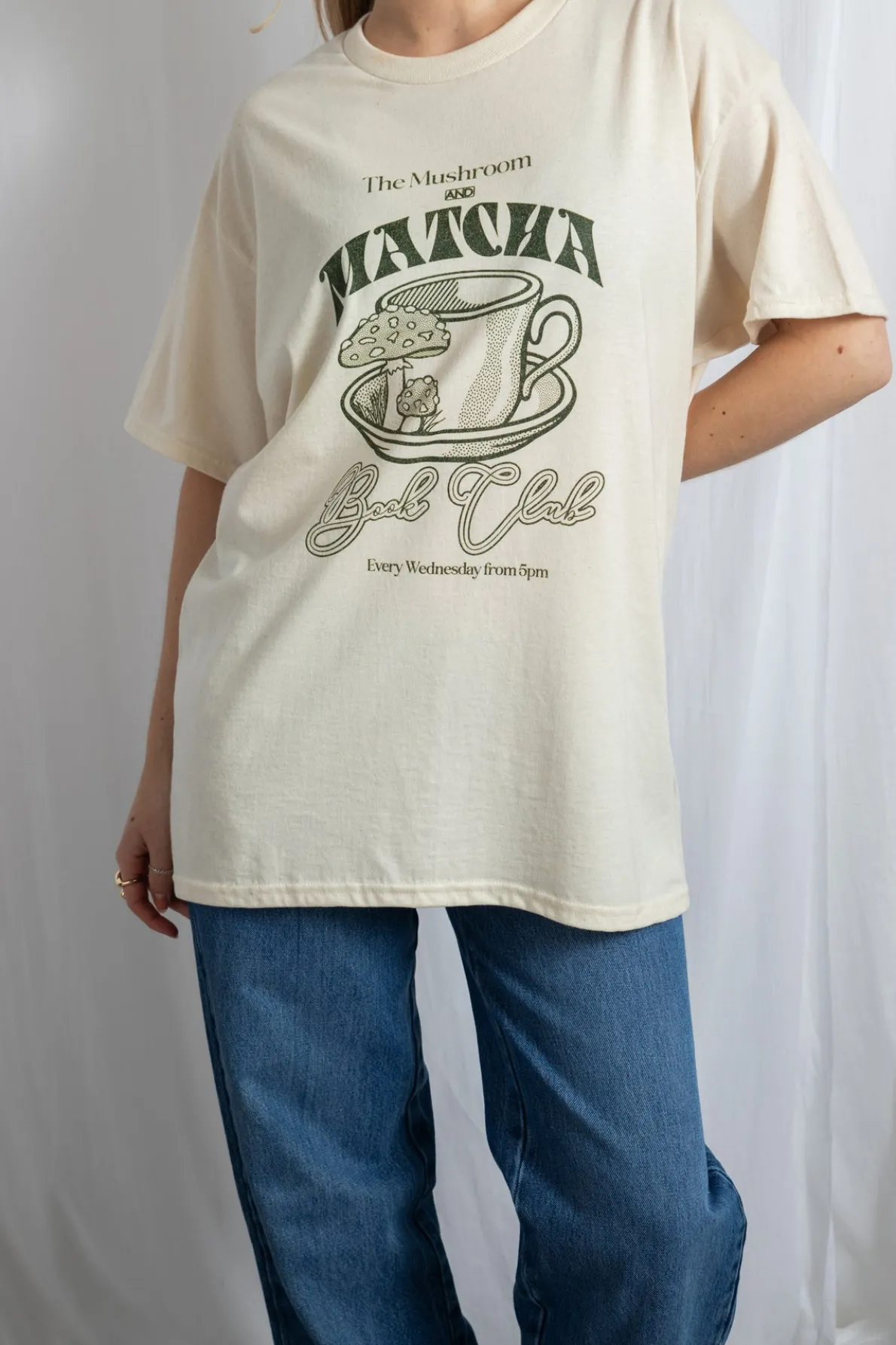 Daisy Street Matcha Book Club Oversized Tee-Women Tops | T-Shirts