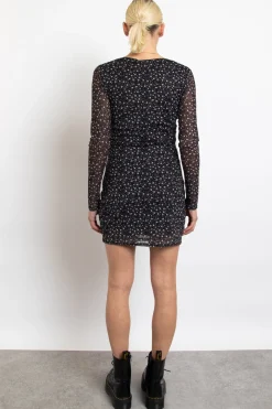Daisy Street Mesh Long Sleeve Mini Dress-Women Dresses