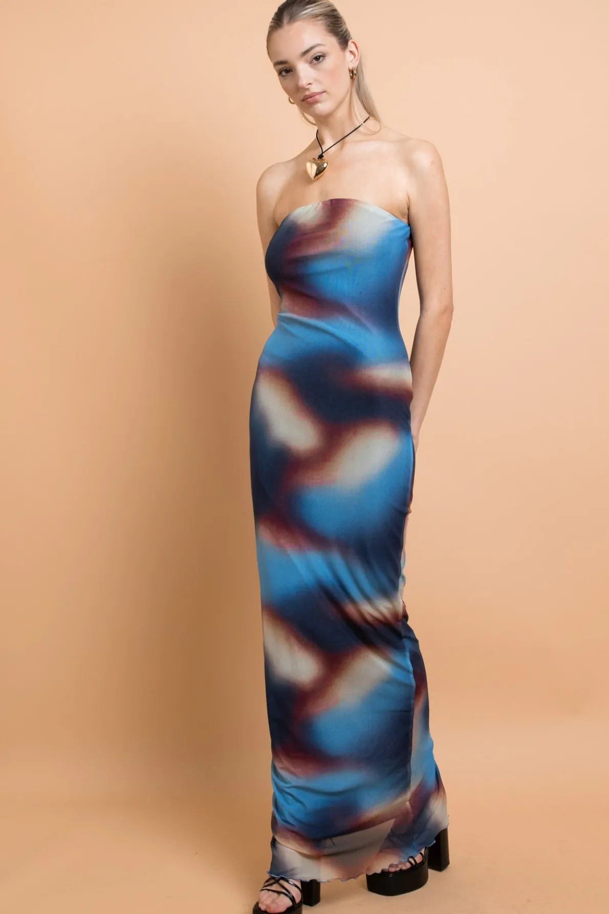 Daisy Street Mesh Strapless Maxi Dress-Women Partywear | Dresses