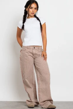 Daisy Street Mid Rise Denim Stripe Jean-Women Trousers