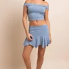 Daisy Street Mid Rise Slinky Hanky Hem Skirt-Women Dresses