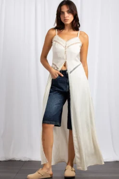 Daisy Street Midaxi Open Front Full Length Cami Top-Women Tops