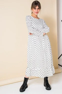 Daisy Street Midaxi Smock Dress in Spot Print-Women Dresses