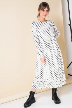 Daisy Street Midaxi Smock Dress in Spot Print-Women Dresses