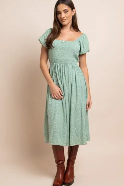 Daisy Street Midi Shirred Dress-Women Dresses