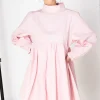 Daisy Street Mini Smock Dress with Full Skirt in Cotton-Women Dresses