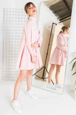 Daisy Street Mini Smock Dress with Full Skirt in Cotton-Women Dresses