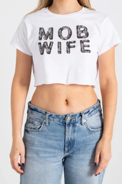 Daisy Street Mob Wife Cropped Tee-Women Tops | T-Shirts
