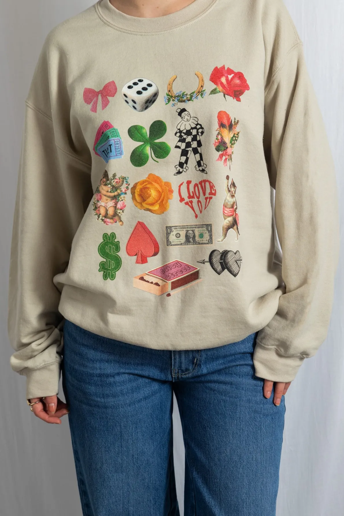Daisy Street Multi Graphic Oversized Sweat-Women Hoodies & Sweatshirts