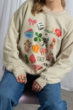 Daisy Street Multi Graphic Oversized Sweat-Women Hoodies & Sweatshirts