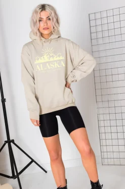 Daisy Street Oversize Hoodie with Alaska Print-Women Hoodies & Sweatshirts