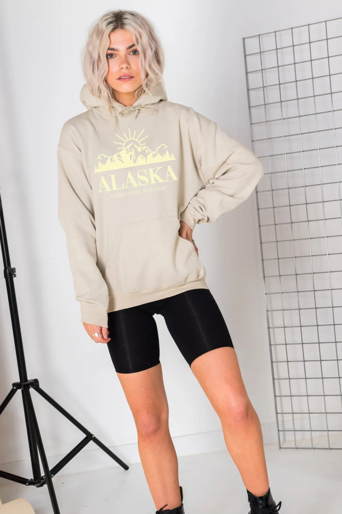 Daisy Street Oversize Hoodie with Alaska Print-Women Hoodies & Sweatshirts