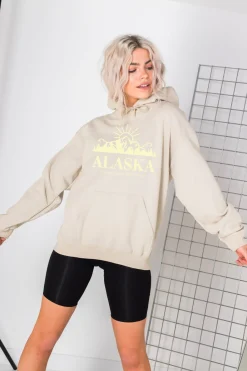 Daisy Street Oversize Hoodie with Alaska Print-Women Hoodies & Sweatshirts