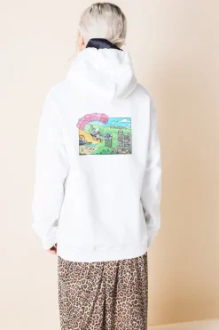 Daisy Street Oversize Hoodie with Hollywood Print-Women Hoodies & Sweatshirts