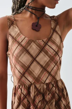 Daisy Street Oversized Check Printed Smock Dress-Women Dresses