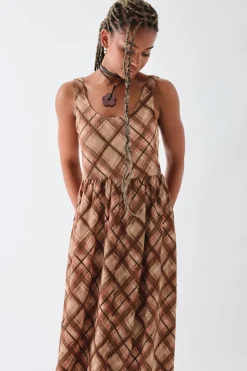 Daisy Street Oversized Check Printed Smock Dress-Women Dresses