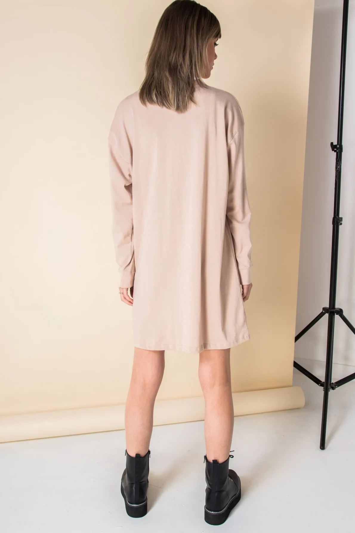 Daisy Street Oversized Long Sleeve T-Shirt Dress with Be Kind Print-Women Dresses