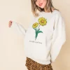 Daisy Street Oversized Sweat with Live Life in Full Bloom Print-Women Hoodies & Sweatshirts