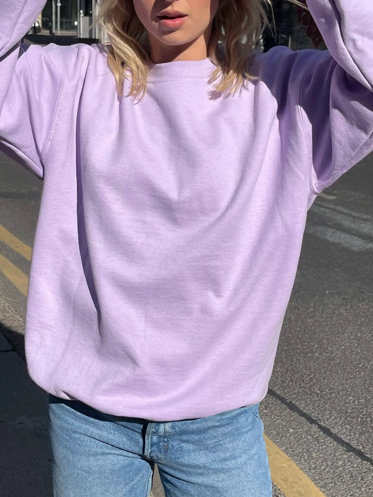 Daisy Street Oversized Sweatshirt with Trippy Hippie Back Print-Women Hoodies & Sweatshirts