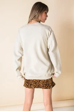 Daisy Street Oversized Sweat with Live Life in Full Bloom Print-Women Hoodies & Sweatshirts