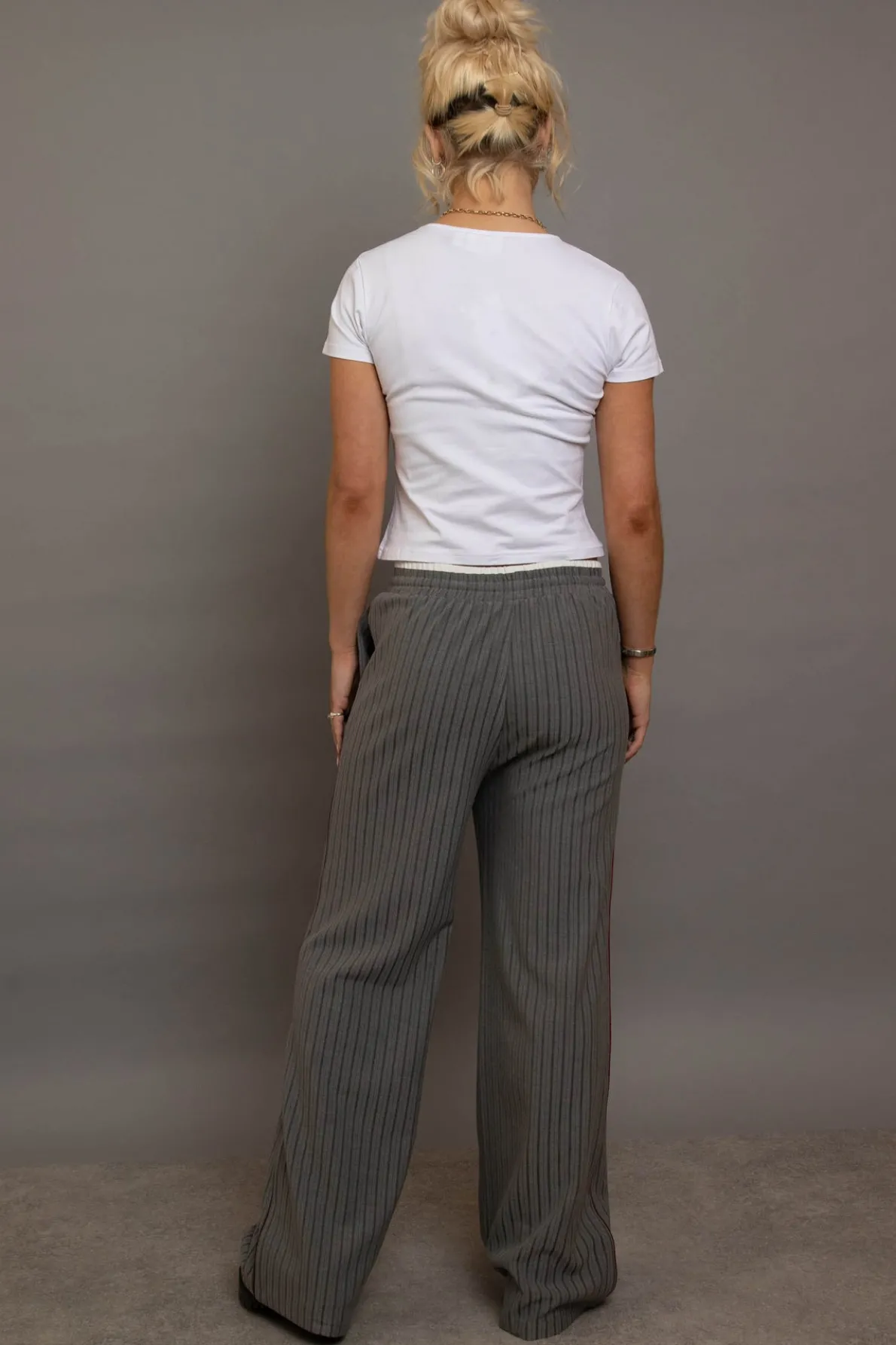 Daisy Street Pinstripe Wide Leg Trousers With Piping Detail-Women Trousers
