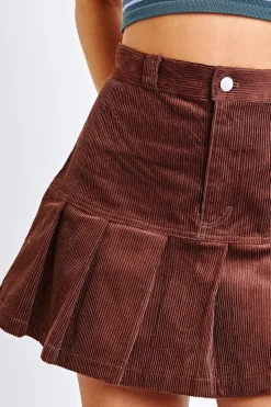 Daisy Street Pleated Cord Skirt-Women Skirts