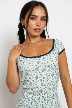 Daisy Street Pointelle Ditsy Milkmaid Mini Dress-Women Dresses