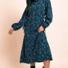 Daisy Street Printed Crinkle Midi Dress With Cut Out Detail-Women Dresses