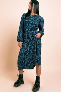 Daisy Street Printed Crinkle Midi Dress With Cut Out Detail-Women Dresses