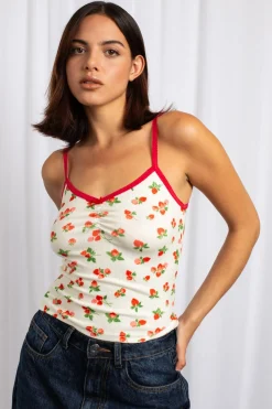 Daisy Street Printed Cropped Cami Top-Women Tops