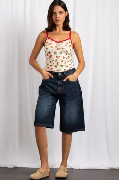 Daisy Street Printed Cropped Cami Top-Women Tops