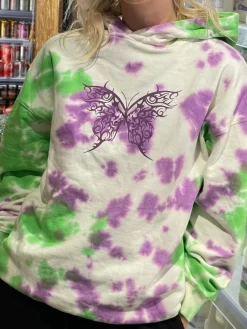 Daisy Street Printed Tie Dye Hoodie-Women Hoodies & Sweatshirts