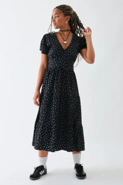 Daisy Street Puff Sleeve Tier Dress-Women Dresses