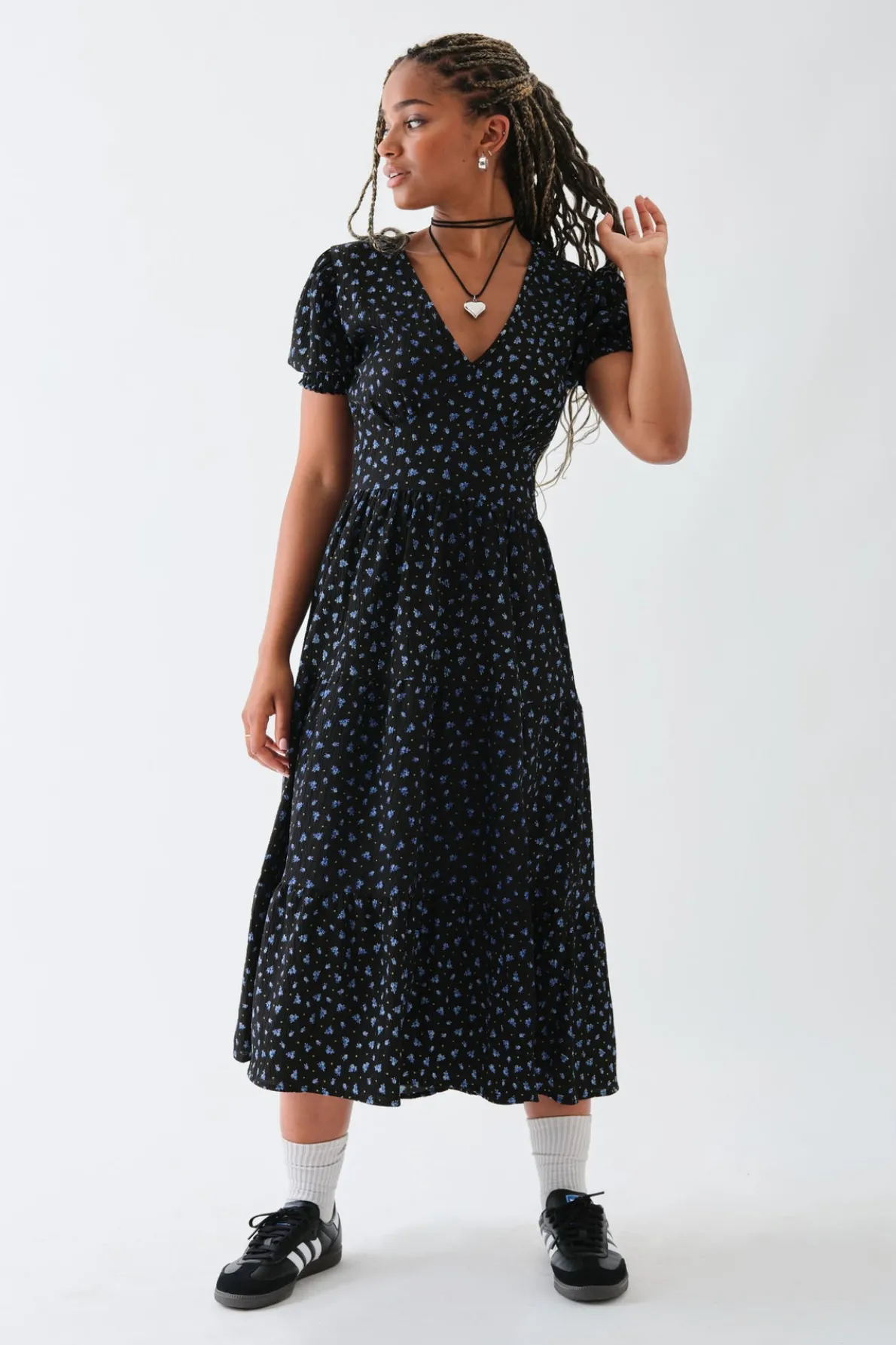 Daisy Street Puff Sleeve Tier Dress-Women Dresses