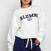 Daisy Street Raw Edge Crop Sweat With Alumni Graphic-Women Hoodies & Sweatshirts