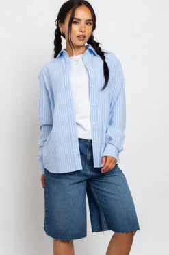 Daisy Street Relaxed Fit Stripe Shirt-Women Tops