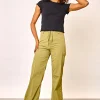 Daisy Street Relaxed Mid Rise Flared Nylon Trousers-Women Trousers